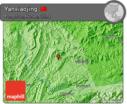Political 3D Map of Yanxiaojing