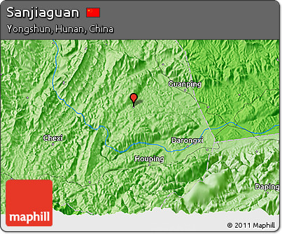 Political 3D Map of Sanjiaguan