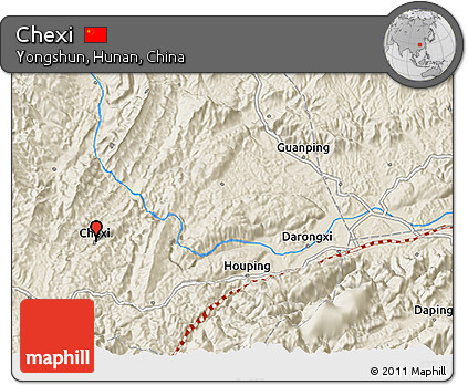 Shaded Relief 3D Map of Chexi