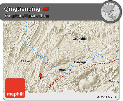 Shaded Relief 3D Map of Qingtianping