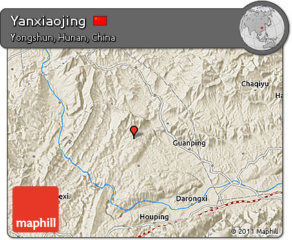 Shaded Relief 3D Map of Yanxiaojing