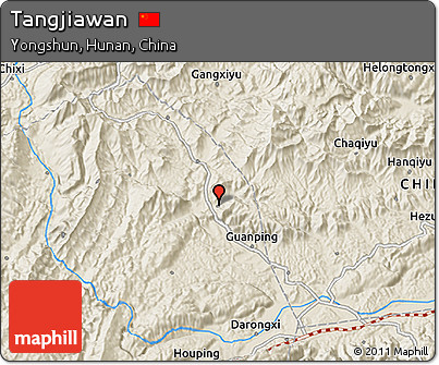 Shaded Relief 3D Map of Tangjiawan