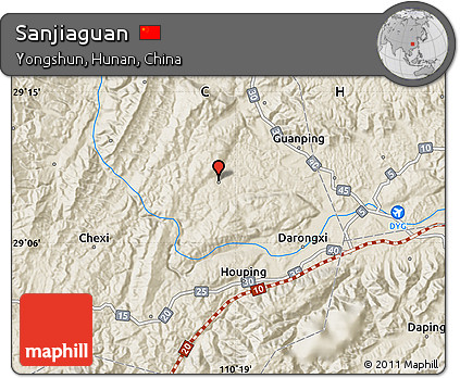 Shaded Relief Map of Sanjiaguan