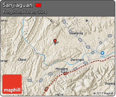 Shaded Relief Map of Sanjiaguan