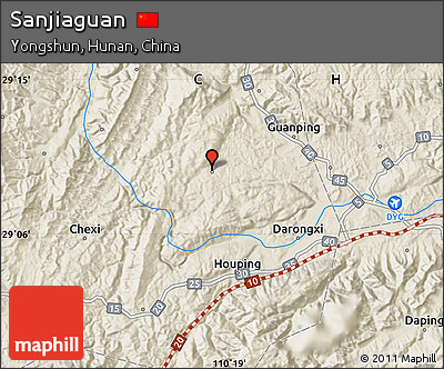 Shaded Relief Map of Sanjiaguan