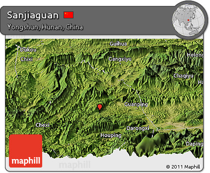 Satellite Panoramic Map of Sanjiaguan