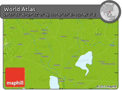 Physical Map of the Area around 29° 16' 6" N, 112° 16' 30" E