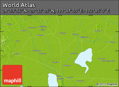 Physical Map of the Area around 29° 16' 6" N, 112° 16' 30" E
