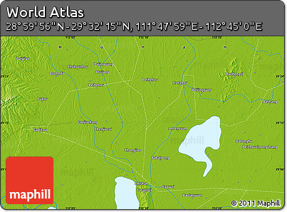 Physical Map of the Area around 29° 16' 6" N, 112° 16' 30" E