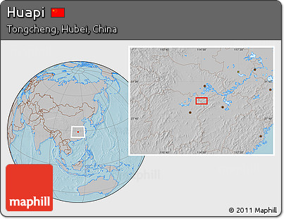 Gray Location Map of Huapi, hill shading
