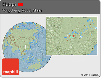 Savanna Style Location Map of Huapi, hill shading