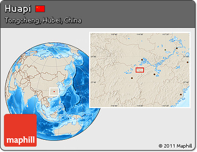 Shaded Relief Location Map of Huapi
