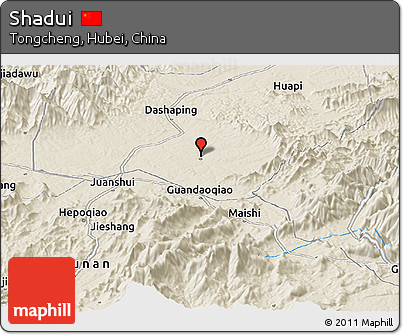 Shaded Relief Panoramic Map of Shadui