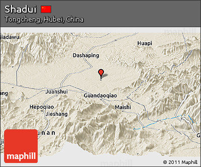 Shaded Relief Panoramic Map of Shadui