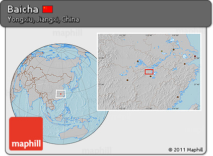 Gray Location Map of Baicha, hill shading