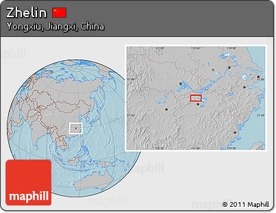 Gray Location Map of Zhelin, hill shading