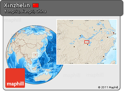 Shaded Relief Location Map of Xinzhelin