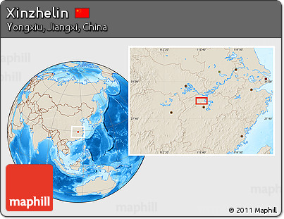 Shaded Relief Location Map of Xinzhelin