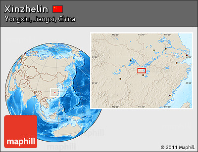 Shaded Relief Location Map of Xinzhelin