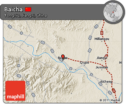Shaded Relief Map of Baicha