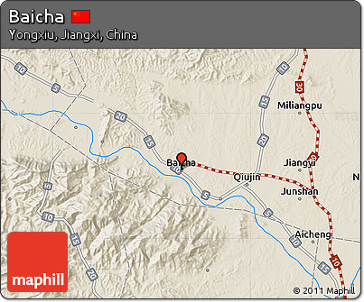 Shaded Relief Map of Baicha
