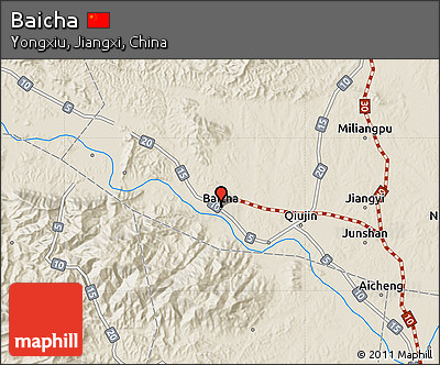 Shaded Relief Map of Baicha