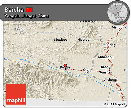 Shaded Relief Panoramic Map of Baicha