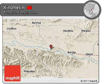 Shaded Relief Panoramic Map of Xinzhelin