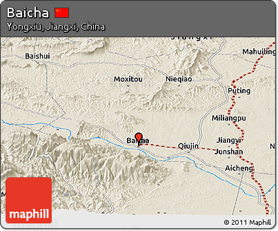 Shaded Relief Panoramic Map of Baicha