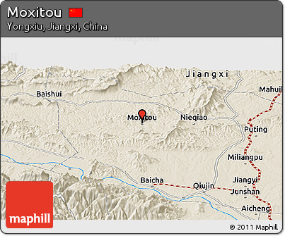 Shaded Relief Panoramic Map of Moxitou