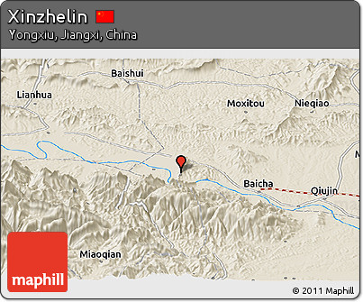 Shaded Relief Panoramic Map of Xinzhelin