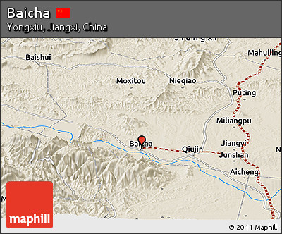 Shaded Relief Panoramic Map of Baicha