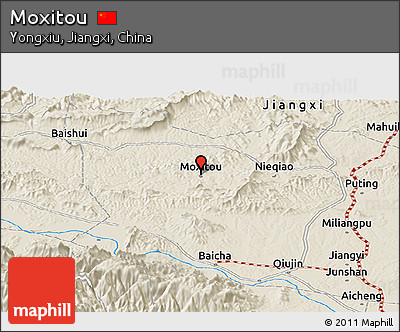 Shaded Relief Panoramic Map of Moxitou