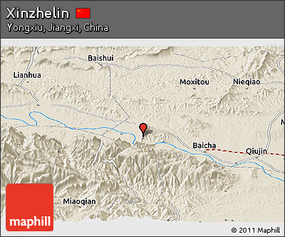 Shaded Relief Panoramic Map of Xinzhelin