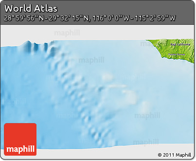 Physical 3D Map of the Area around 29° 16' 6" N, 115° 31' 30" W