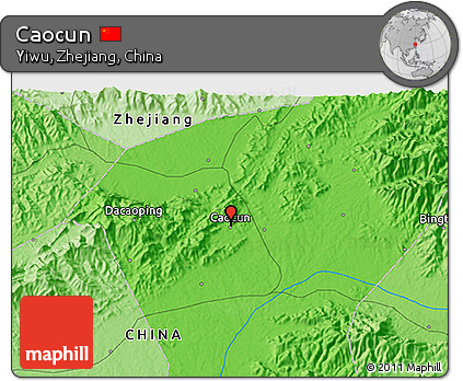 Political 3D Map of Caocun