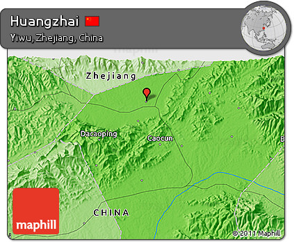 Political 3D Map of Huangzhai