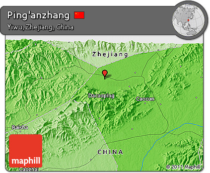 Political 3D Map of Ping'anzhang
