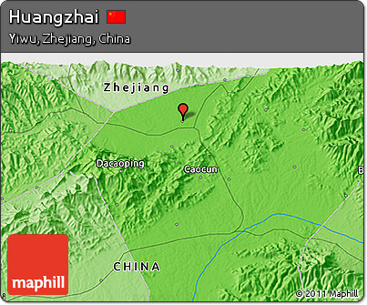 Political 3D Map of Huangzhai