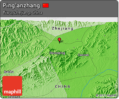 Political 3D Map of Ping'anzhang