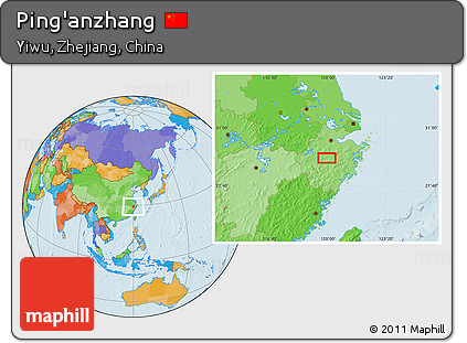 Political Location Map of Ping'anzhang