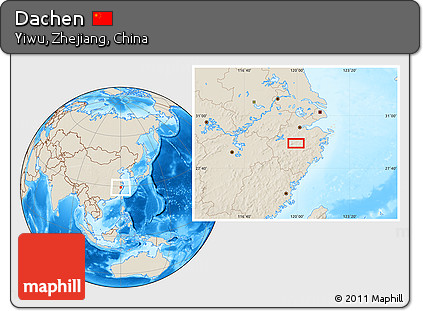Shaded Relief Location Map of Dachen