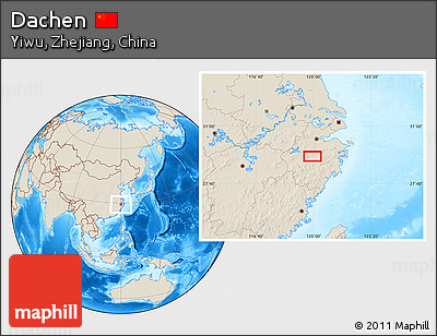 Shaded Relief Location Map of Dachen