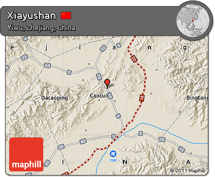 Shaded Relief Map of Xiayushan