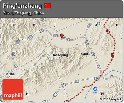 Shaded Relief Map of Ping'anzhang