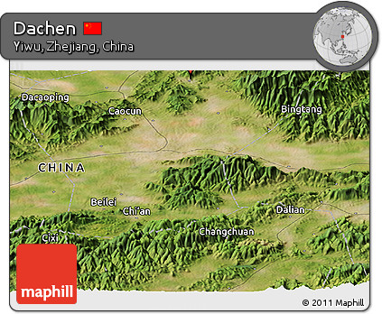 Satellite Panoramic Map of Dachen