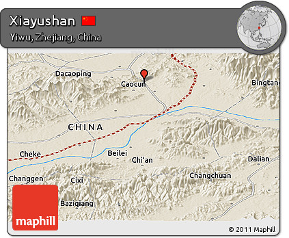 Shaded Relief Panoramic Map of Xiayushan