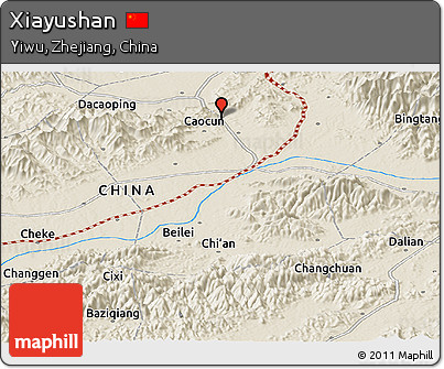 Shaded Relief Panoramic Map of Xiayushan