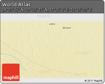 Physical 3D Map of the Area around 29° 16' 6" N, 11° 58' 29" E