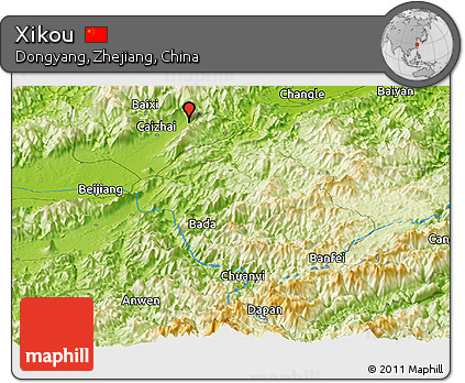 Physical Panoramic Map of Xikou